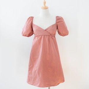 WILFRED Heirloom Pink Puffy Sleeve Tie Back Opera Mini Dress